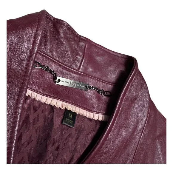 WILSONS LEATHER Designer GENUINE LEATHER Cropped Casual Jacket Womens Medium - Picture 5 of 7